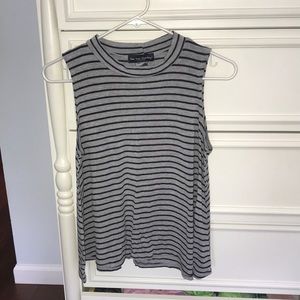 gray and black striped flowy halter top